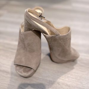 Nine West Sling Back Open Toe Suede Pumps